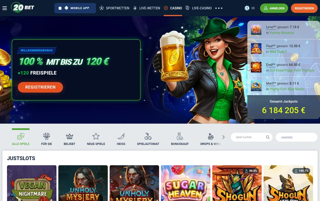 Spielautomaten bei 20Bet
