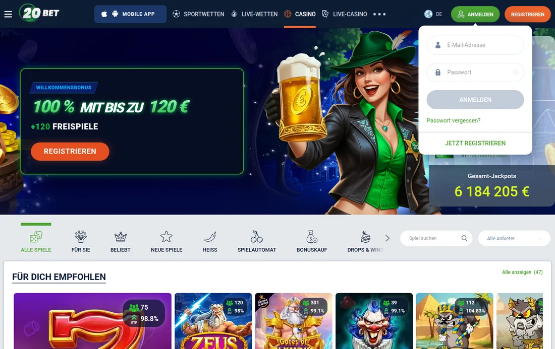 Casino-Bereich von 20Bet