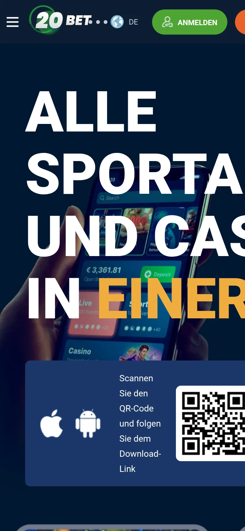 Mobilbereich von 20Bet