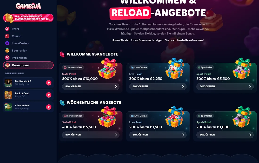 Gambiva — bonus, mit deutscher IP geöffnet