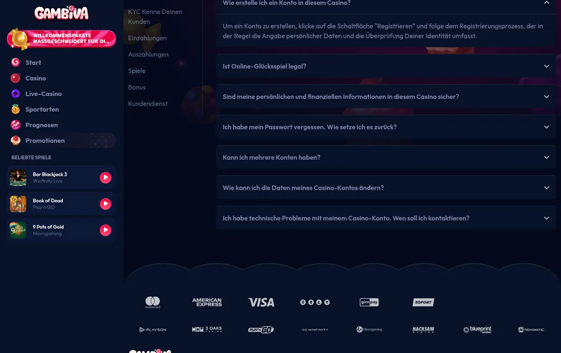 Gambiva — hilfe, mit deutscher IP geöffnet