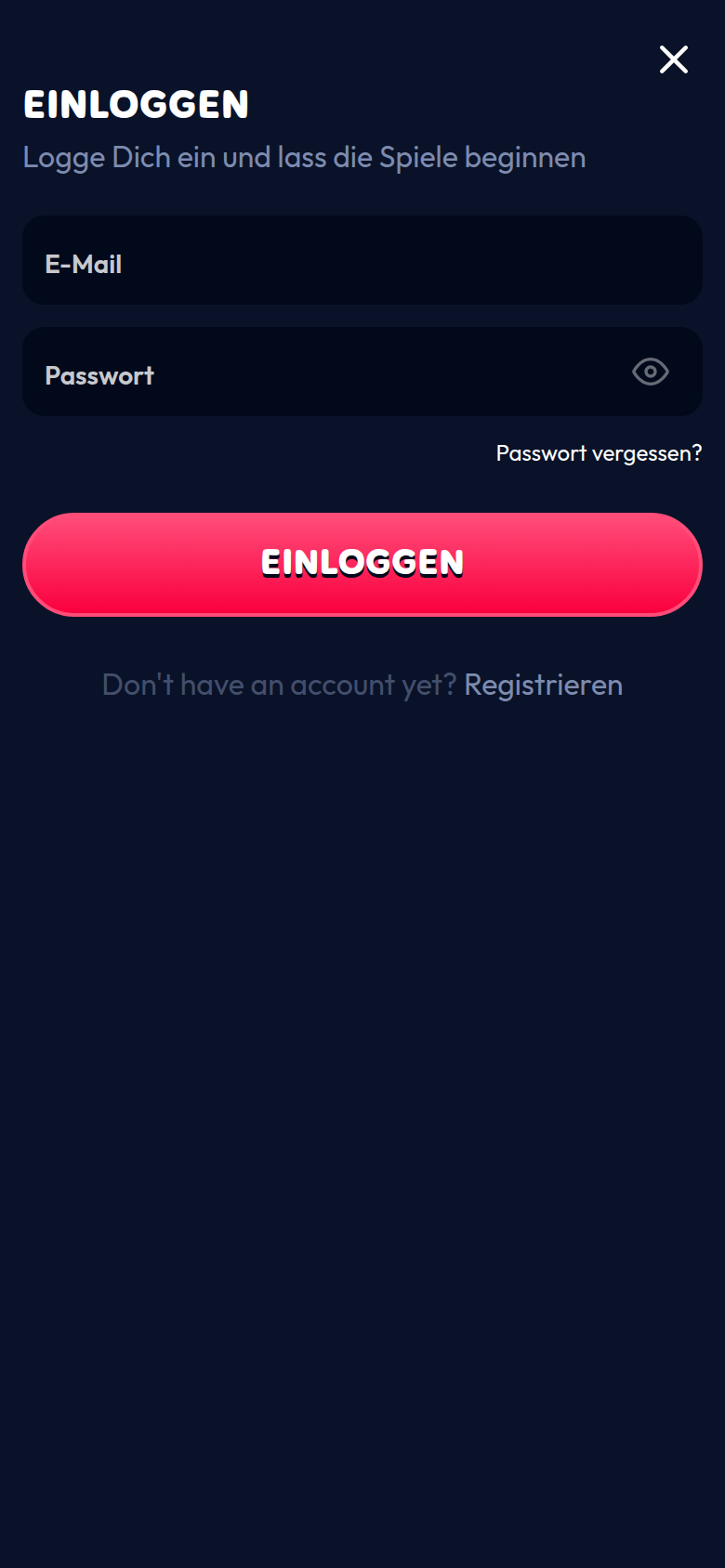 Gambiva — login, mit deutscher IP geöffnet