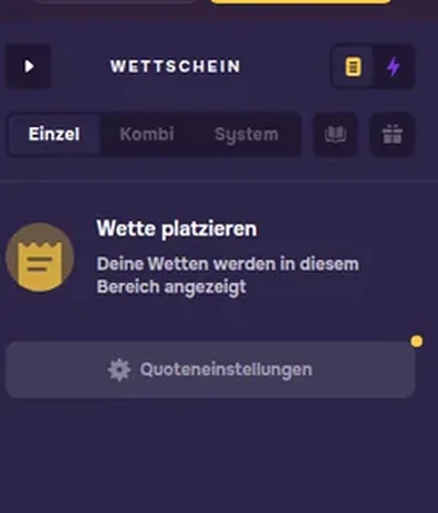 Wettschein von GT.bet mit den Reitern Einzel, Kombi und System