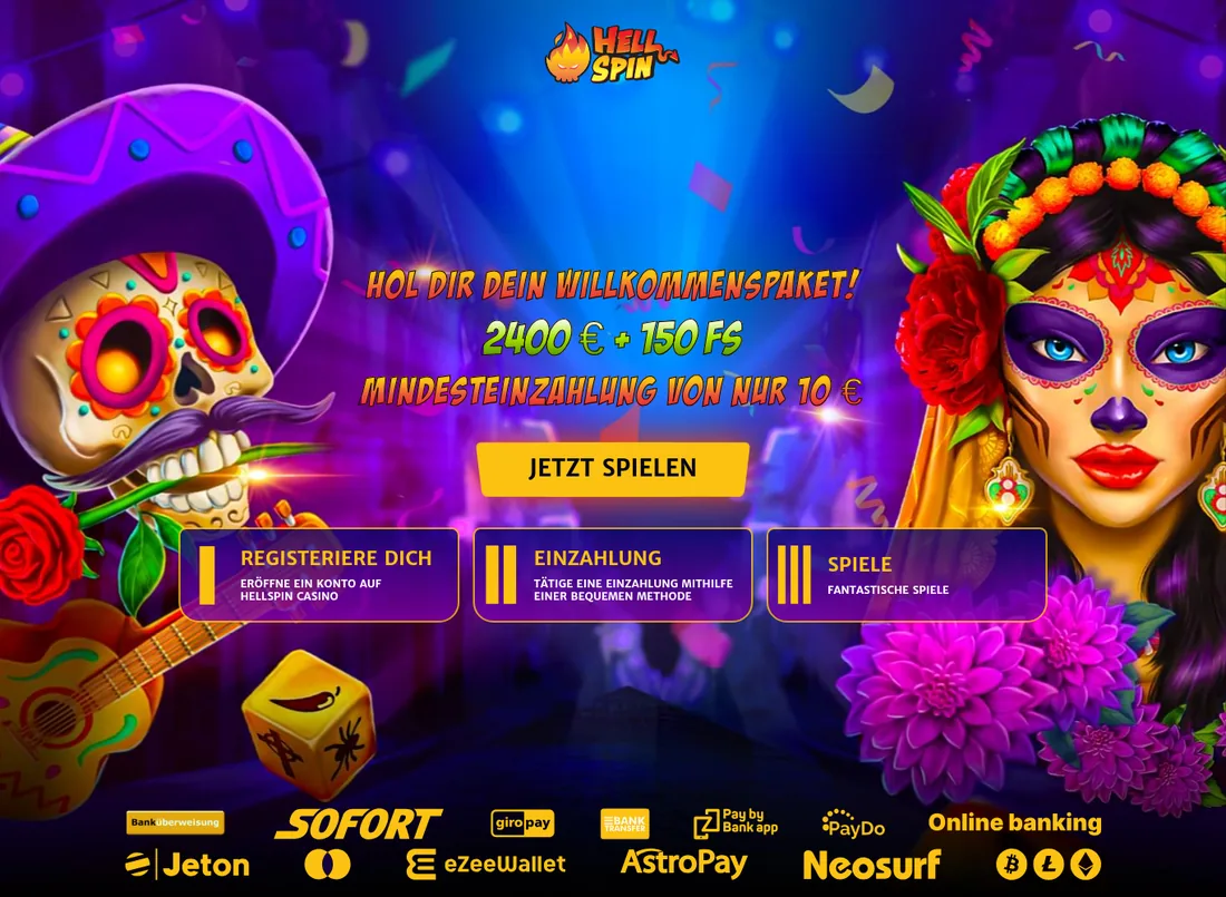 Willkommensbonus von HellSpin: 100 % bis 1.000 € plus 100 Freispiele