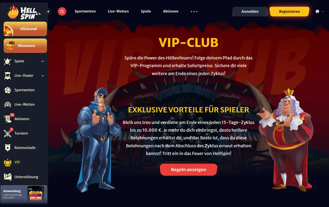 Hellspin — vip, mit deutscher IP geöffnet