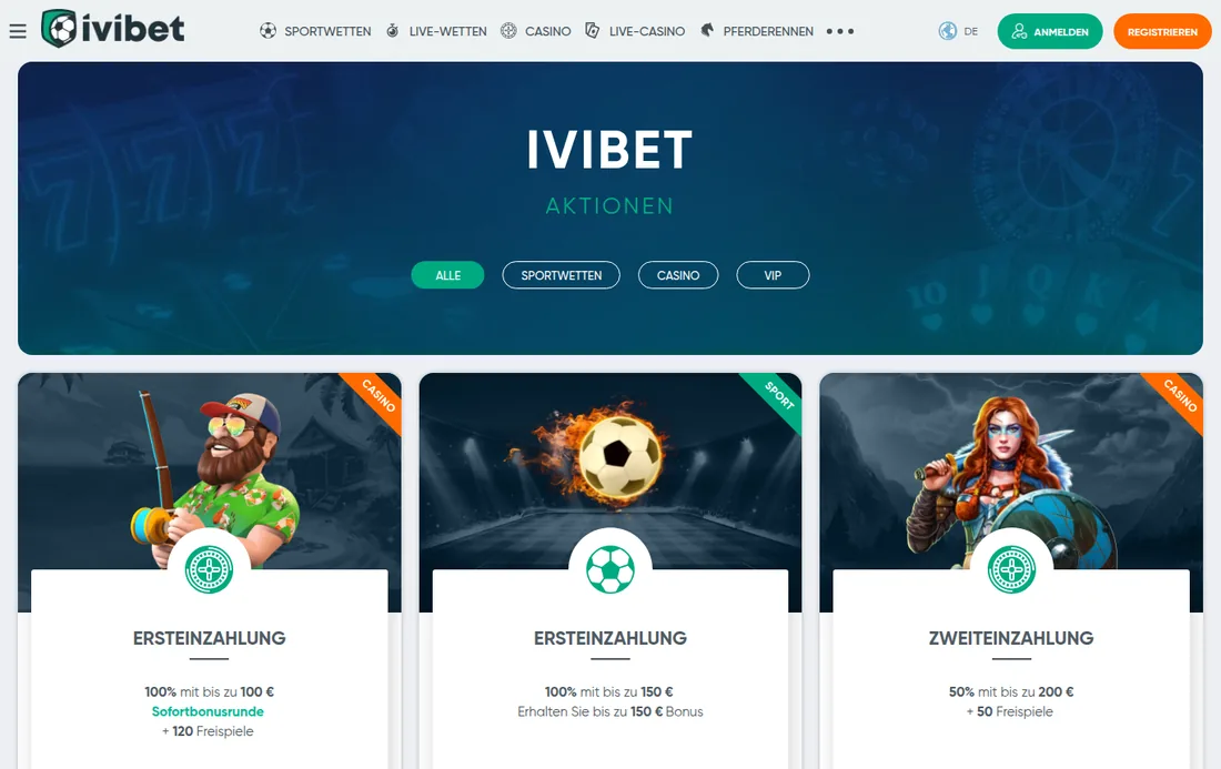 Ivibet — bonus, mit deutscher IP geöffnet