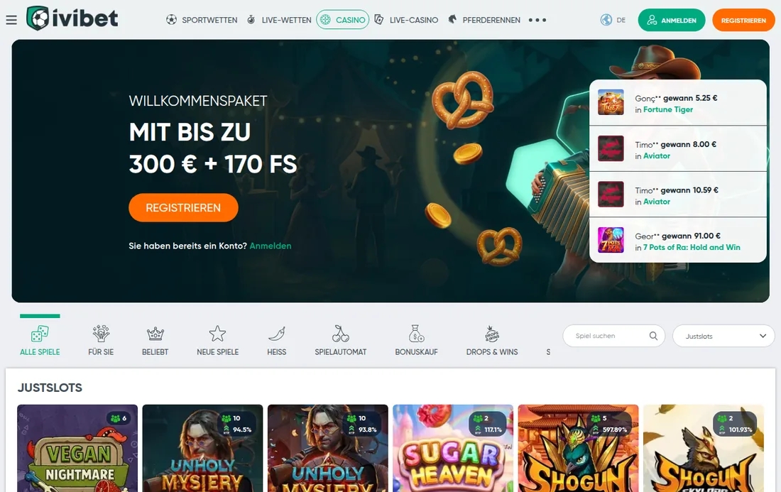 Ivibet — casino-slots, mit deutscher IP geöffnet