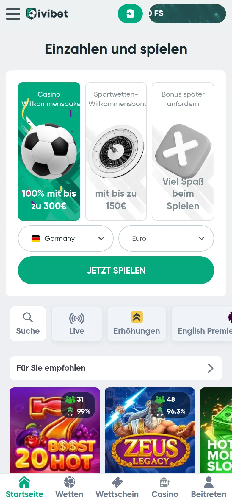 Ivibet — mobil-home, mit deutscher IP geöffnet