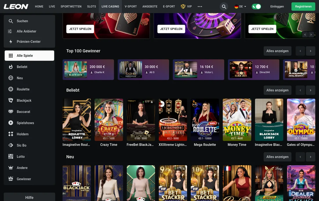 Leon — casino, mit deutscher IP geöffnet