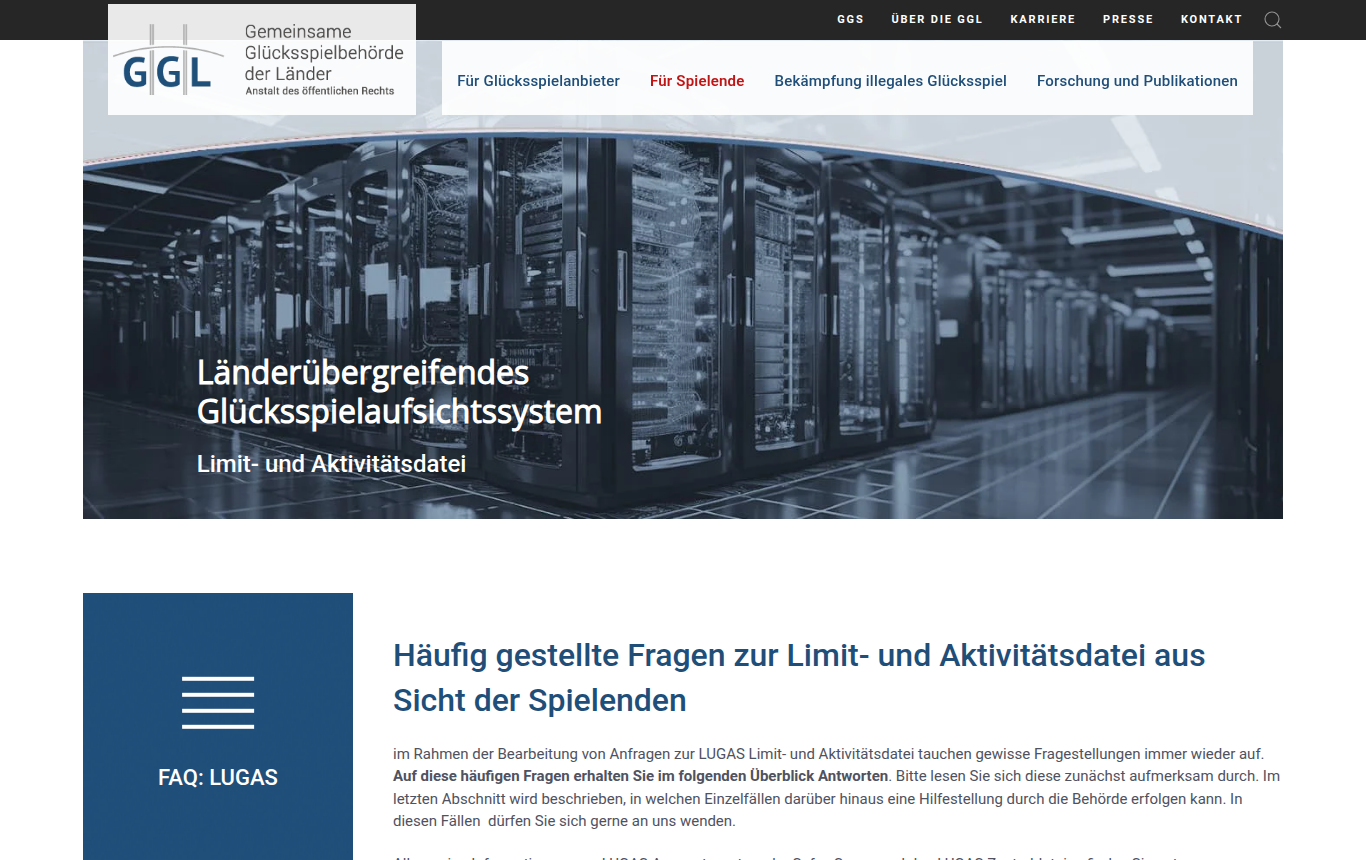 FAQ der GGL zum Länderübergreifenden Glücksspielaufsichtssystem LUGAS