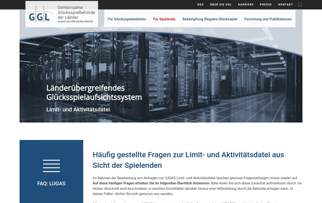 FAQ der GGL zum Länderübergreifenden Glücksspielaufsichtssystem LUGAS