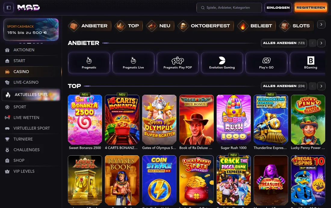 Madcasino — casino, mit deutscher IP geöffnet
