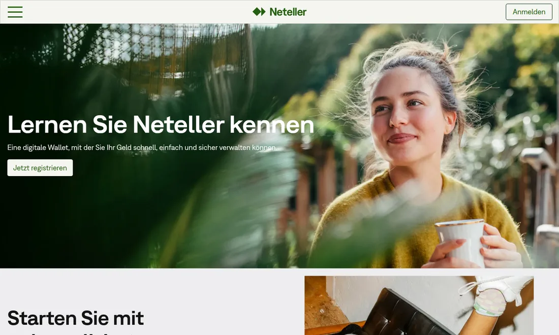 Startseite von Neteller mit der Net+ Prepaid-Mastercard, aufgerufen am 23.09.2026 mit deutscher IP