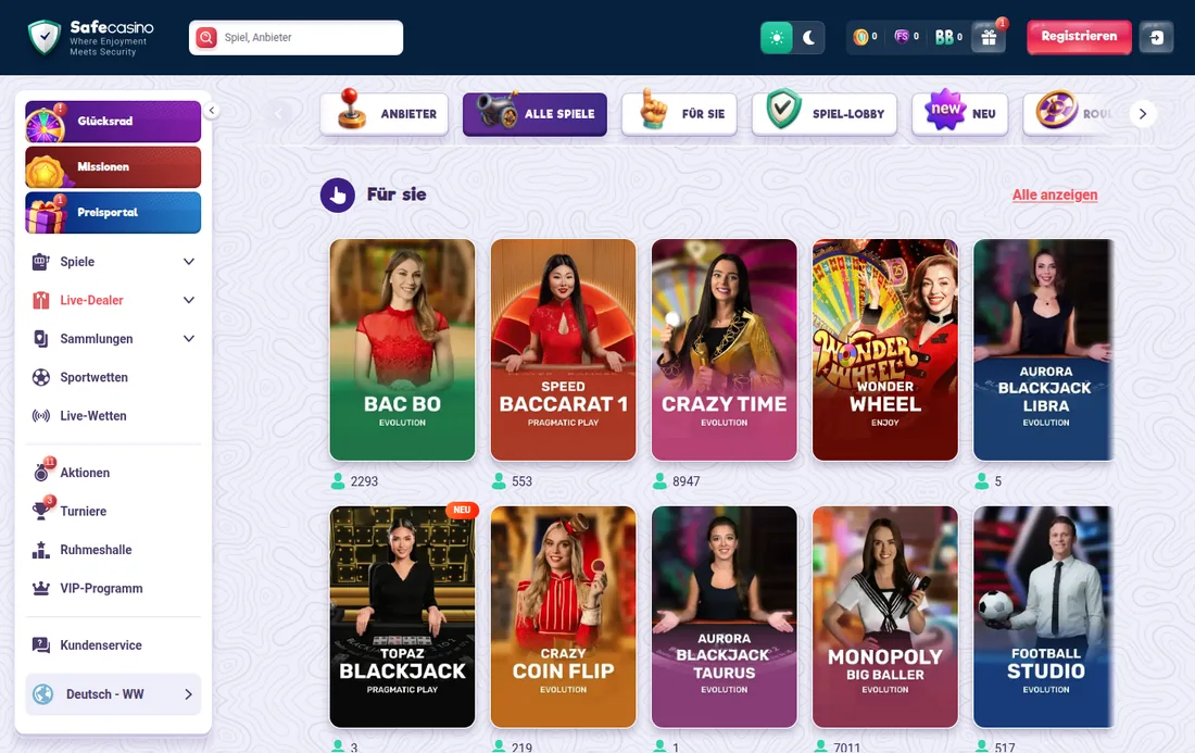 Safecasino — casino-live, mit deutscher IP geöffnet
