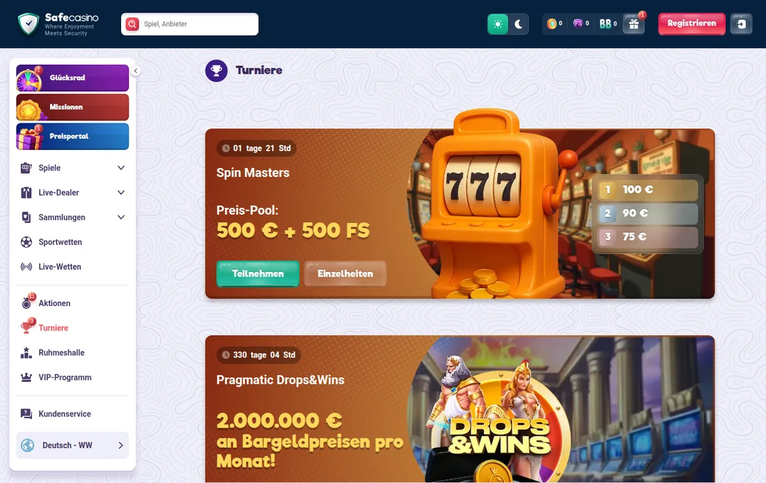 Safecasino — casino-turniere, mit deutscher IP geöffnet