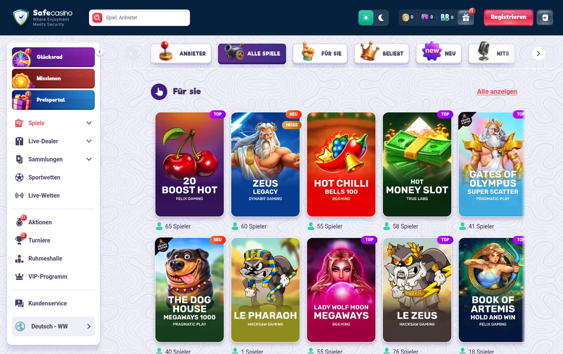 Safecasino — casino, mit deutscher IP geöffnet