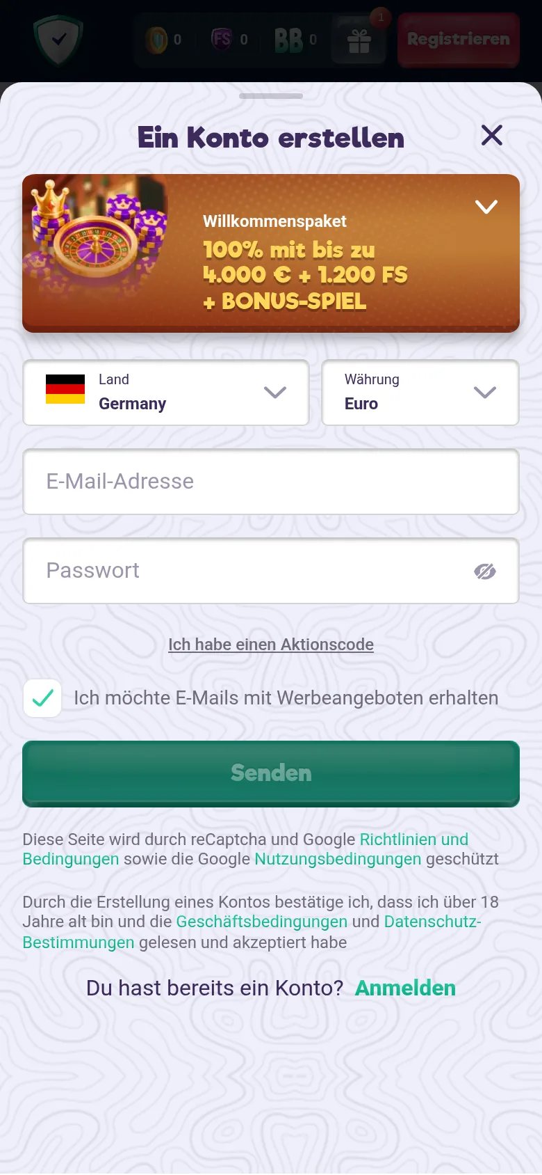 Safecasino — login, mit deutscher IP geöffnet