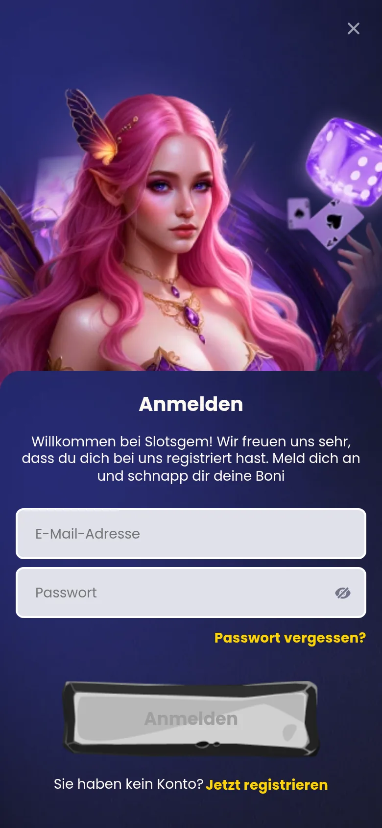 Slotsgem — login, mit deutscher IP geöffnet