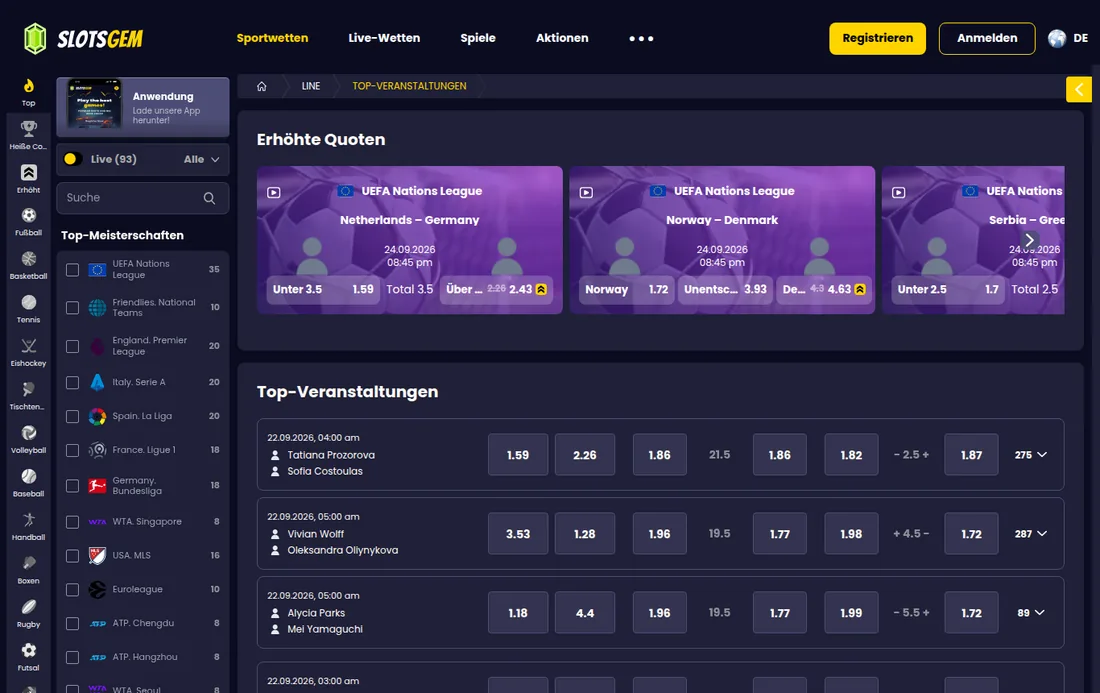 Slotsgem — sport, mit deutscher IP geöffnet