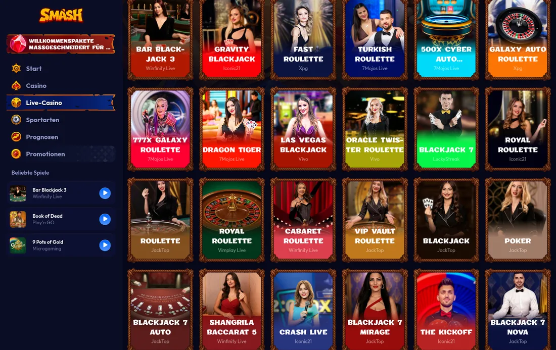 Smash — casino-live, mit deutscher IP geöffnet