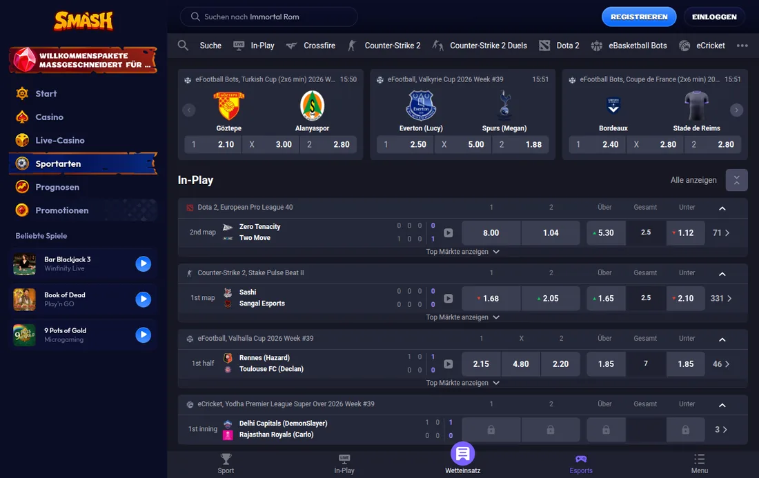 Smash — esport, mit deutscher IP geöffnet