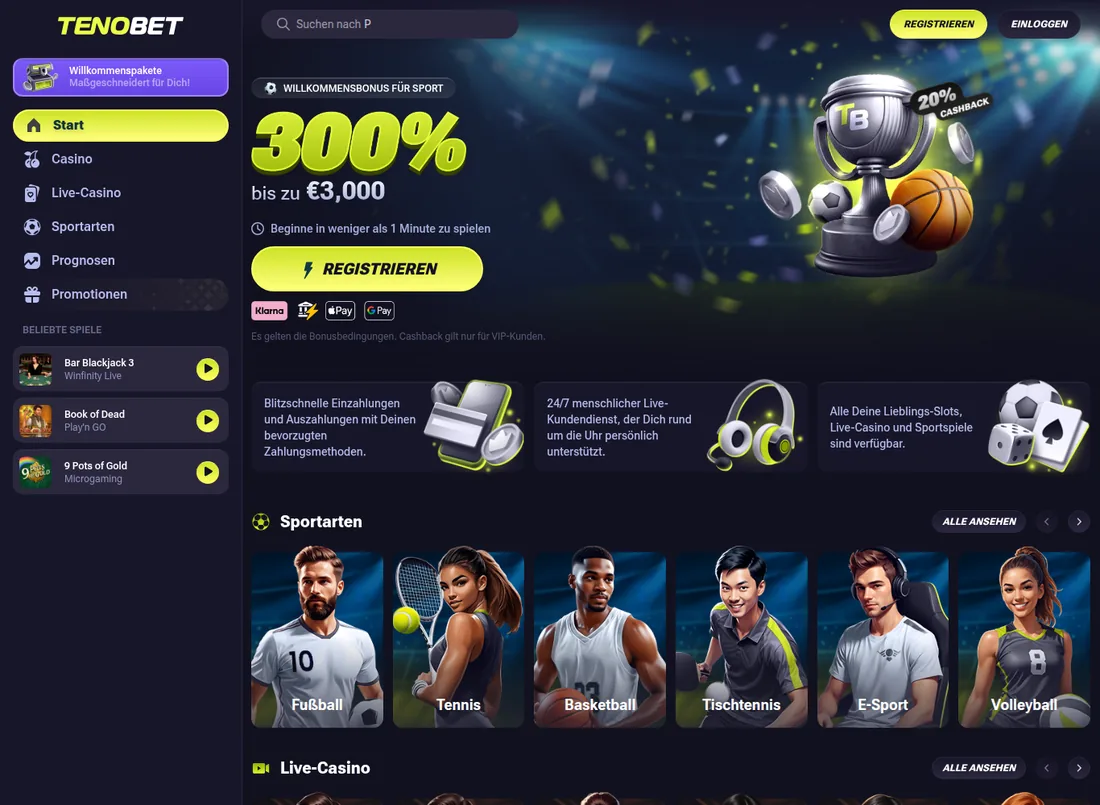 Willkommensbonus für Sport bei Tenobet