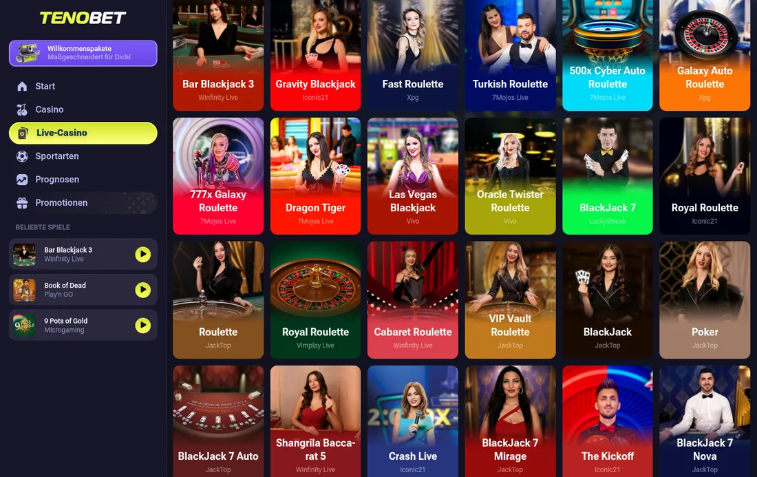 Tenobet — casino-live, mit deutscher IP geöffnet