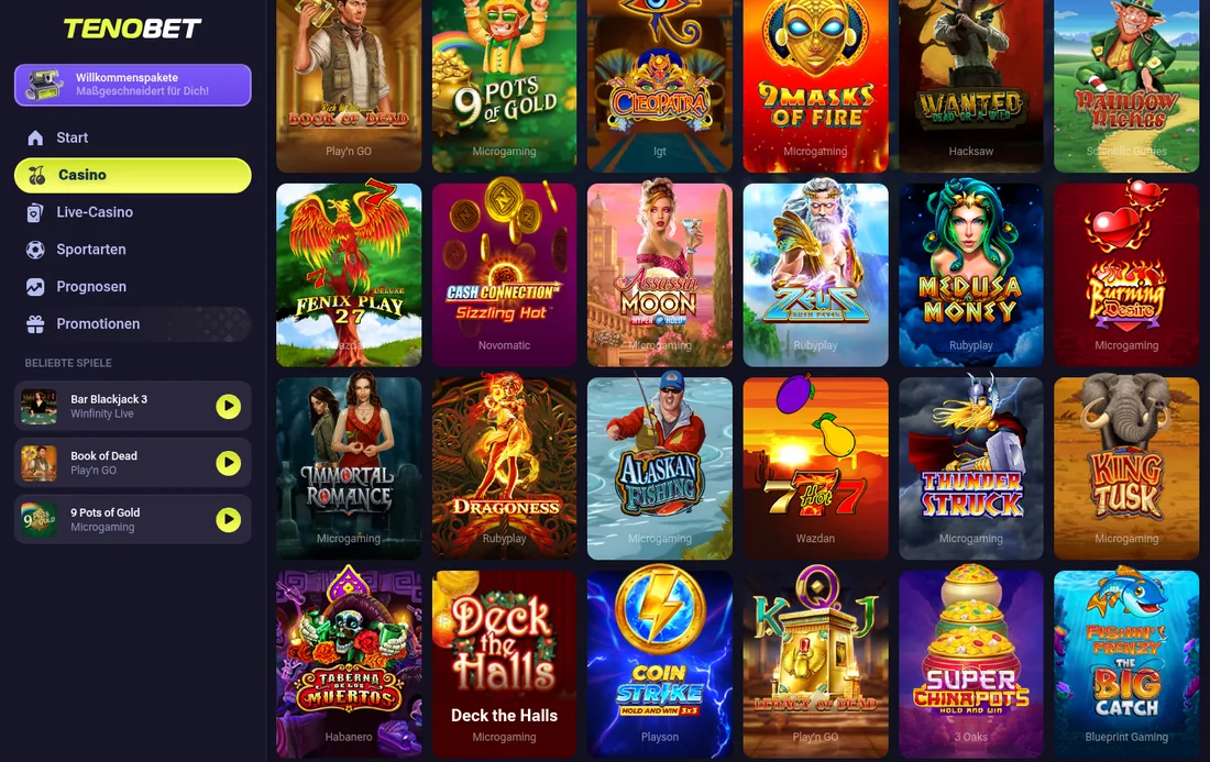Tenobet — casino, mit deutscher IP geöffnet