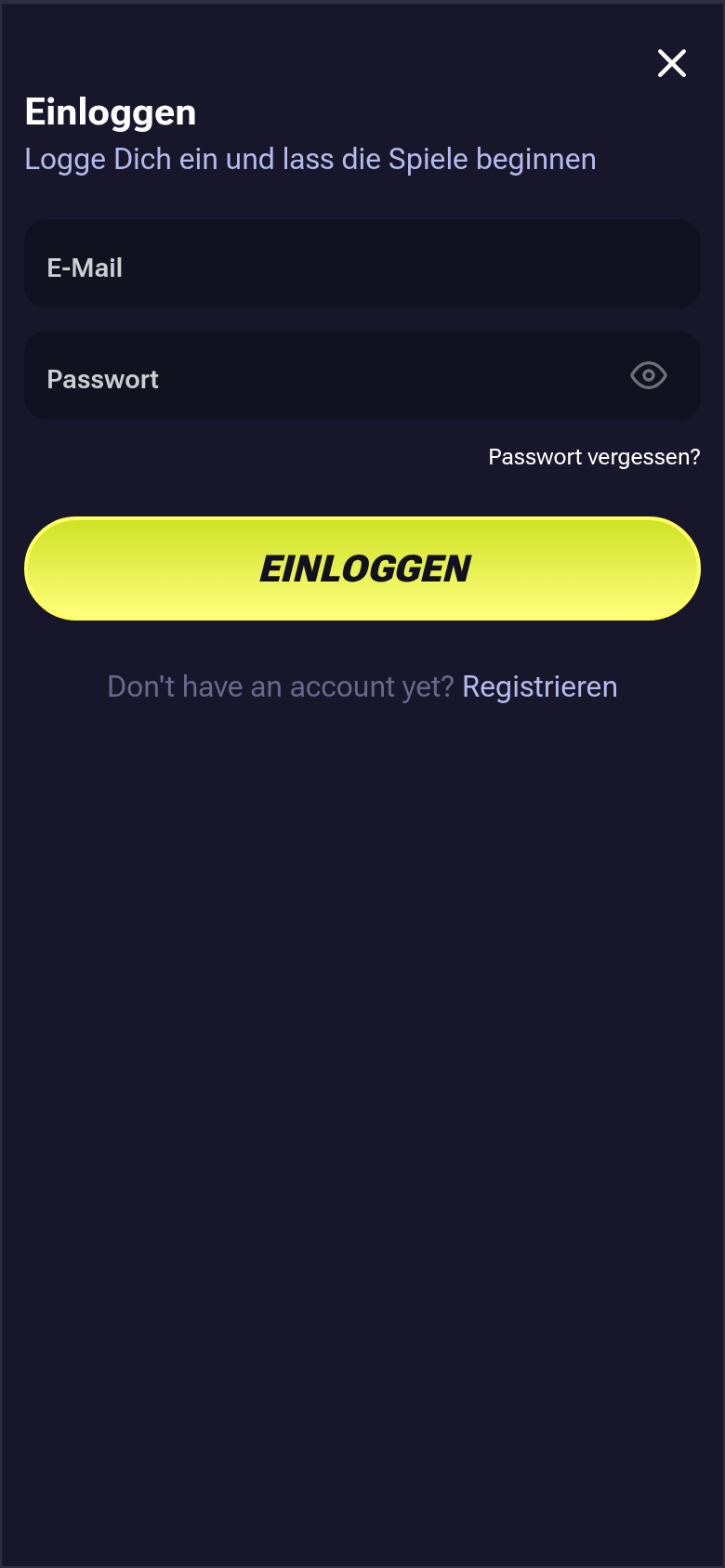 Tenobet — login, mit deutscher IP geöffnet