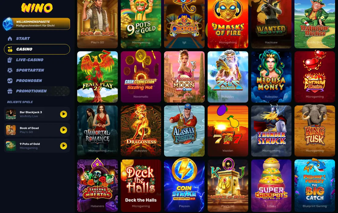 Wino — casino, mit deutscher IP geöffnet