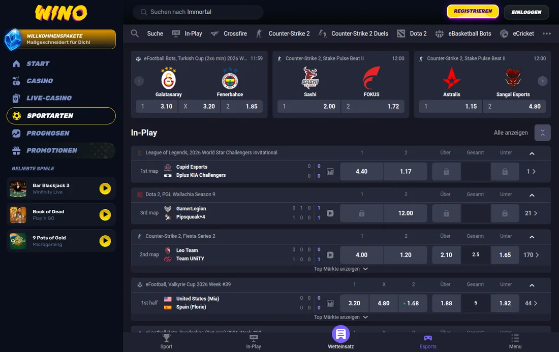 Wino — esport, mit deutscher IP geöffnet