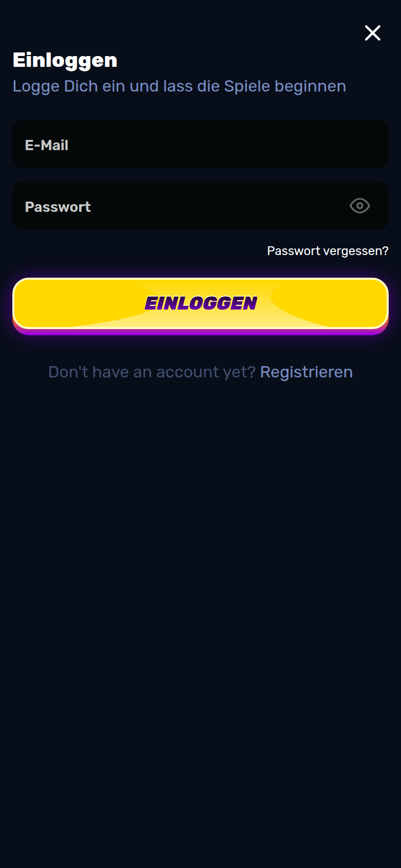 Wino — login, mit deutscher IP geöffnet